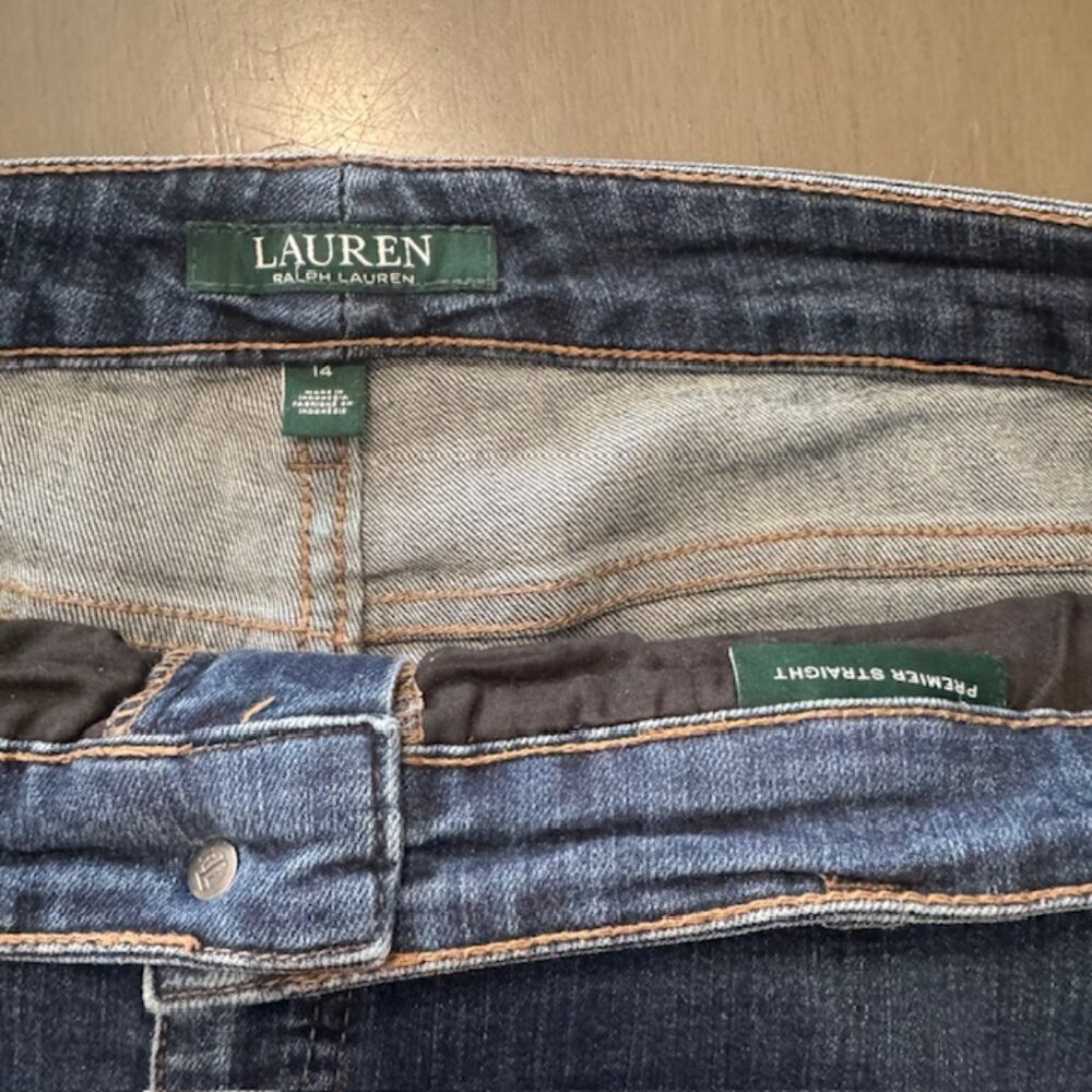 Lauren Ralph Lauren Jeans Women’s 14 Premier Straight Blue Dark Wash Zip Fly
